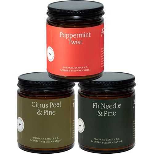 Fontana Candle Co Wood Wick Beeswax Jar Candles, 3-Jar Holiday Scent Bundle - Made with Coconut Oil & Pure Essential Oils – Clean Burn, Long Lasting and Non-Toxic Candles for Home & Room Decor | Amazon (US)