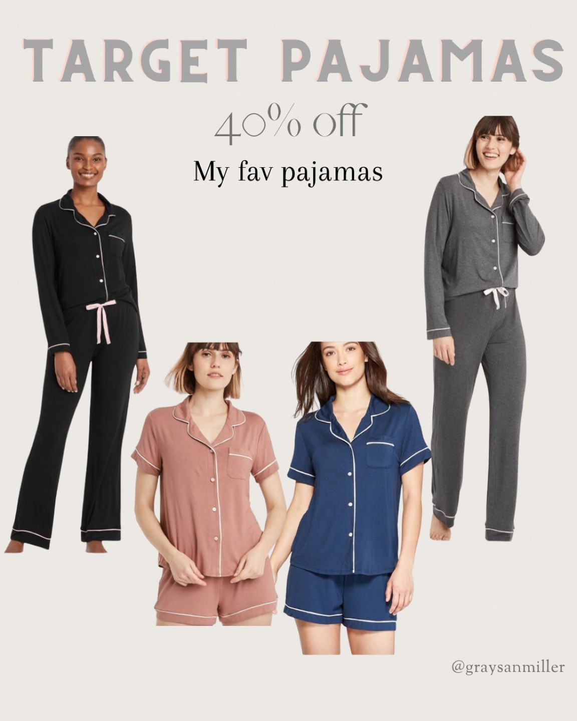 My favorite pajama sets at Target 40% off! 

#LTKSeasonal #LTKunder50 #LTKsalealert