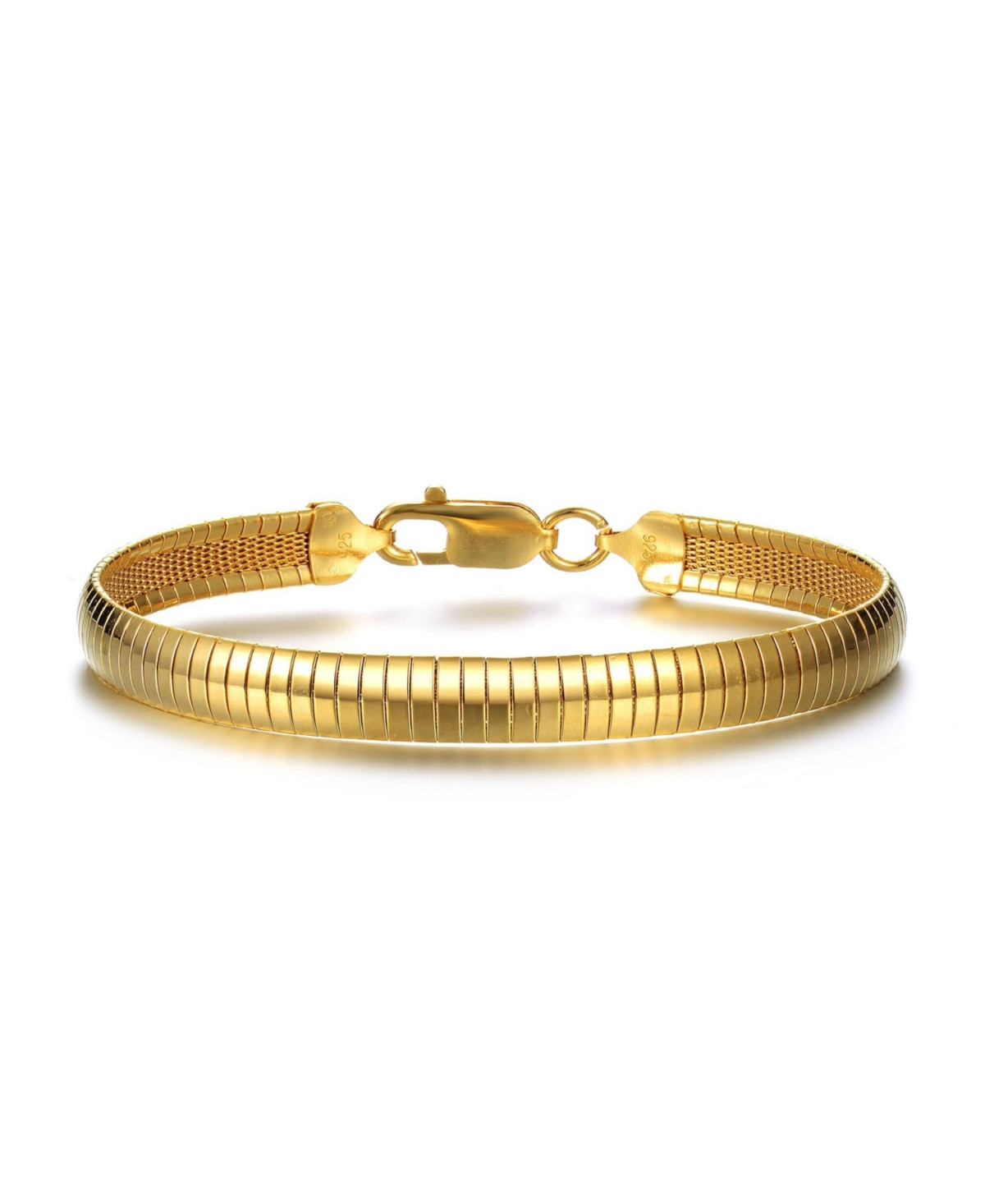 Sterling Silver 14K Gold Plated Omega Bracelet-Unisex - Gold | Macy's