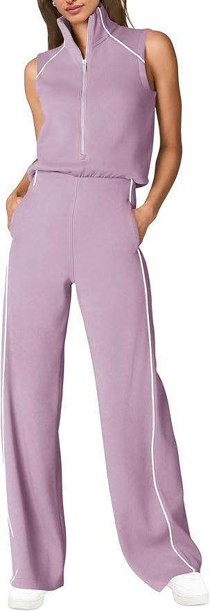 SENSERISE Womens Summer Jumpsuits Dressy Casual Sleeveless Mock Neck Top Wide Leg Pants Romper wi... | Amazon (US)