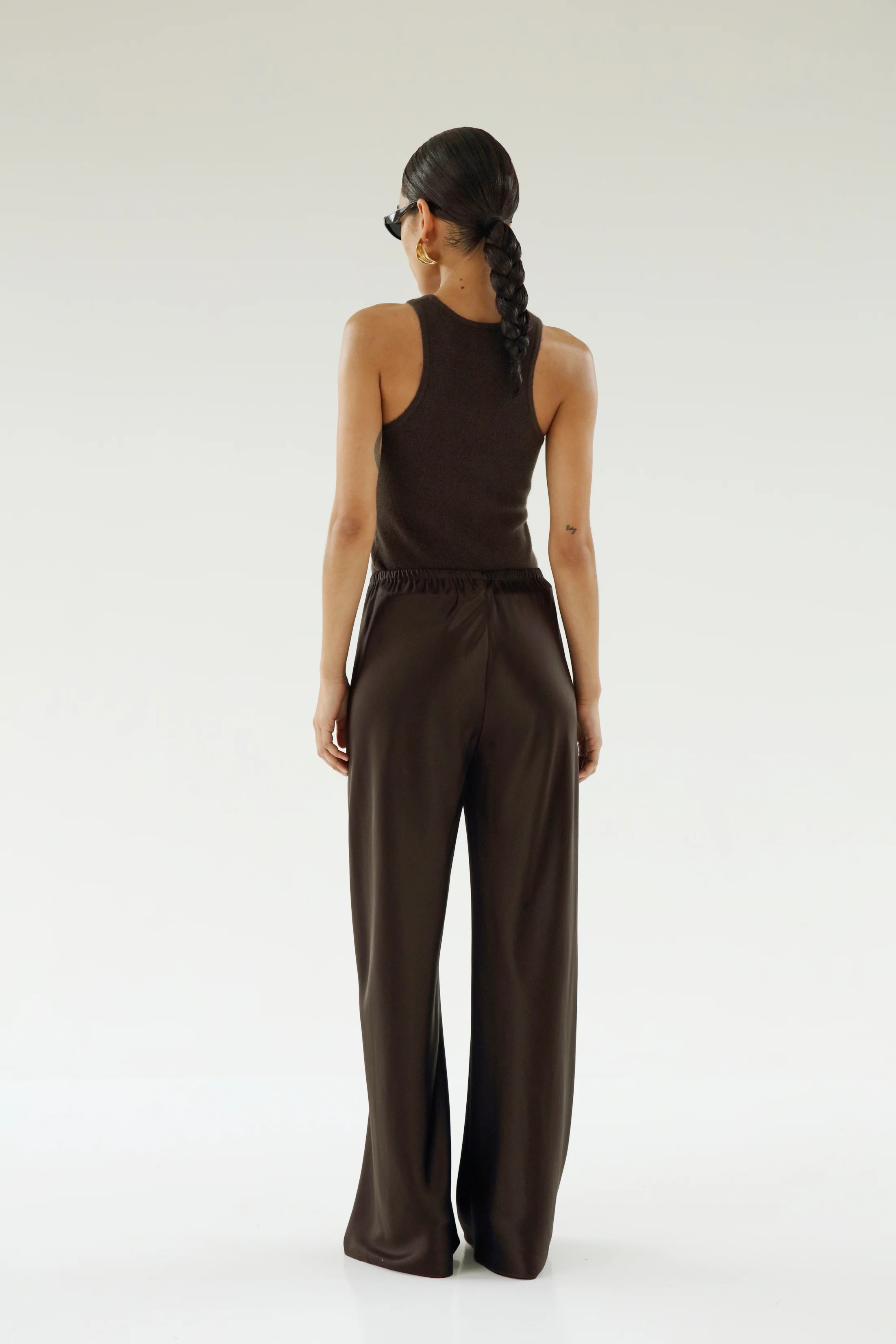 Bias Satin Pants, chocolate | Almada Label