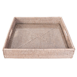 Artifacts Trading Company Rattan Square Ottoman Trays Honey Brown | The Container Store