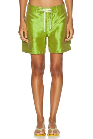 DONNI. The Taffeta Board Short in Green | FWRD 