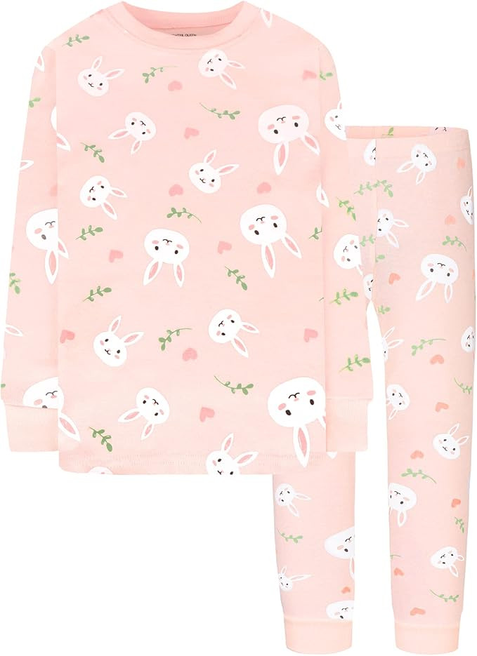 DAUGHTER QUEEN Girls 4 Pieces Cotton Pajamas Size 18 Months-12 Years | Amazon (US)