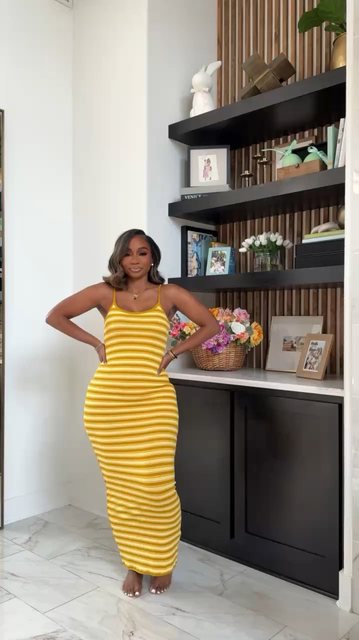 Yellow striped bodycon tank maxi dress! Comes in blue as well  


#LTKootd #LTKMidsize