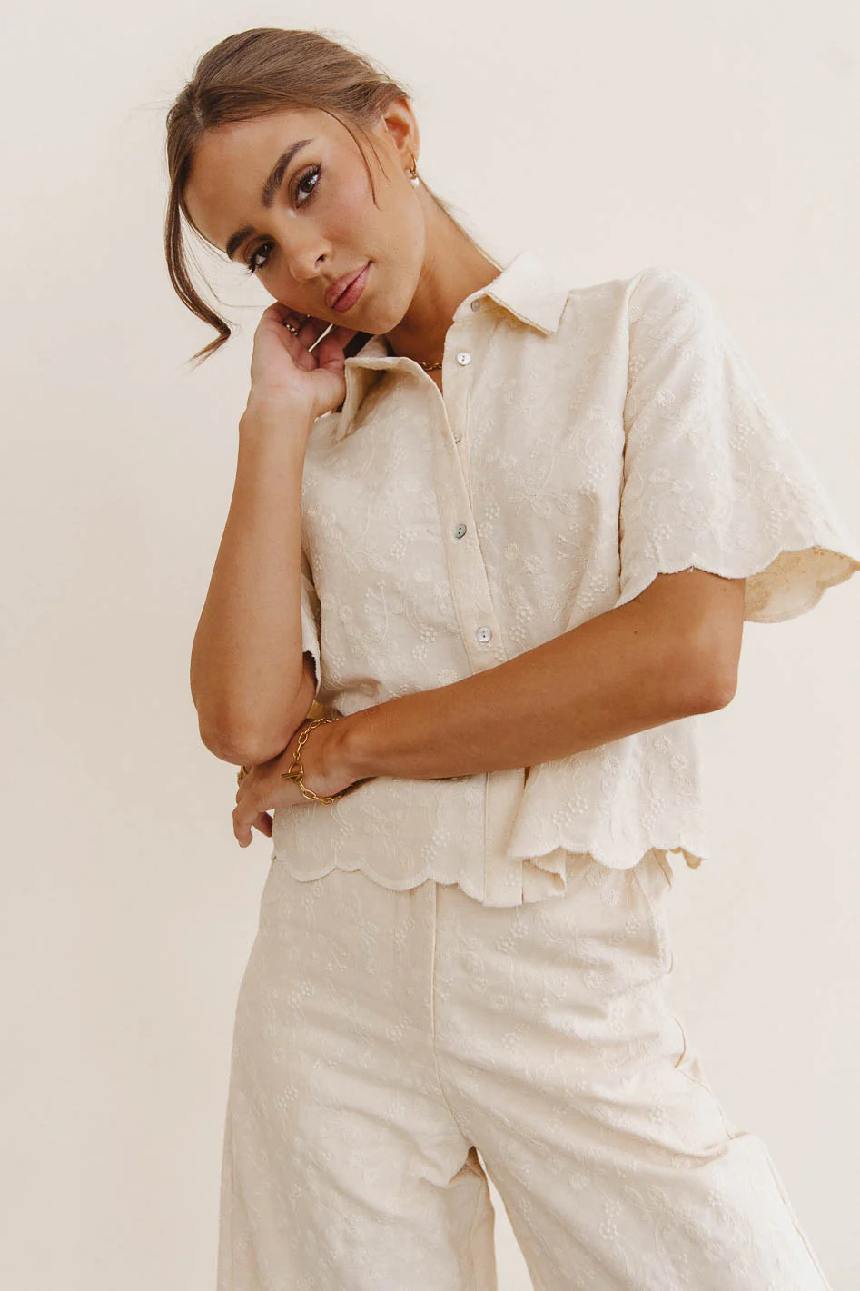 Perrie Floral Button Up in Cream | Böhme US