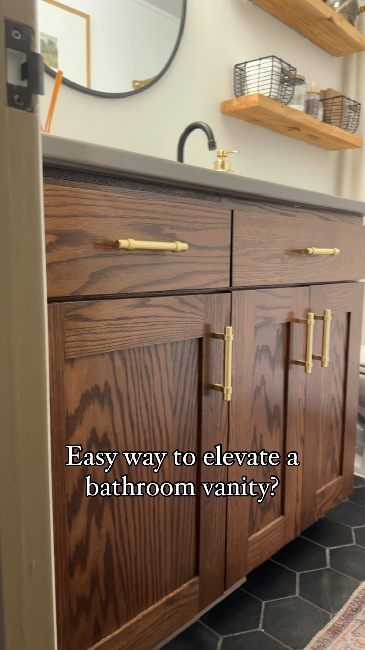 An easy way to elevate the style of your bathroom vanity? Mix and match the hardware! 

Loving the brushed brass pulls and cup pulls in our master bathroom!

#LTKStyleTip #LTKFindsUnder50