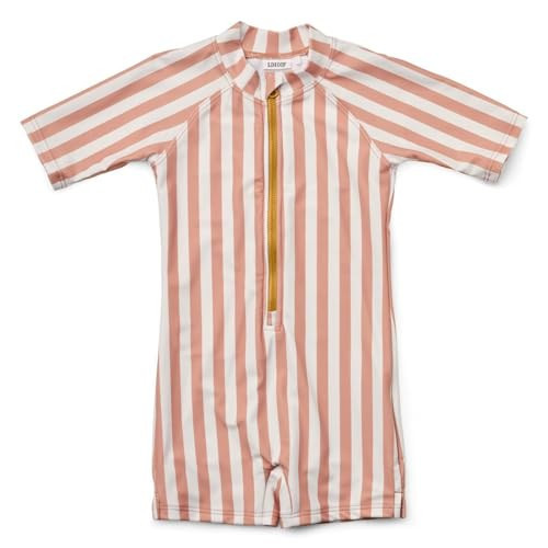 LDIOIF Toddler Girls One Piece Swimsuit Zipper Rash Guard Bathing Suit Pink Stripe Swimwear 18-24 Month UPF 50 Sun Protection | Amazon (US)