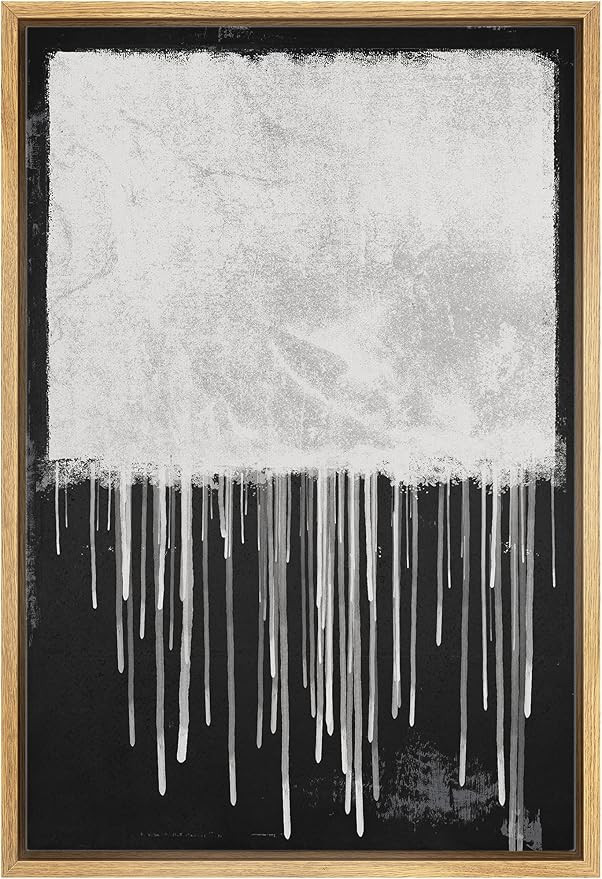 IDEA4WALL Framed Canvas Print Wall Art Black White Duotone Dripping Paint Landscape Abstract Shap... | Amazon (US)