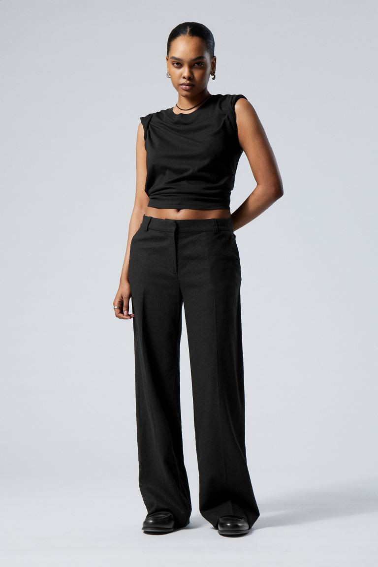 Mid Linen Blend Suit Trousers | H&M (UK, MY, IN, SG, PH, TW, HK)