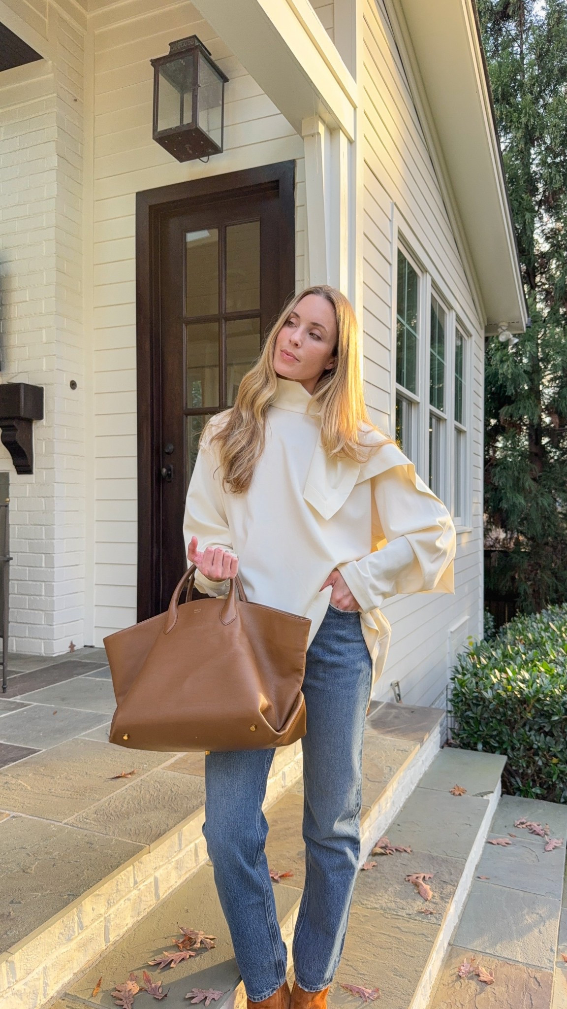 Top and jeans on sale! 🤍 Boots and bag old, linked similar on sale. Wearing true size in jeans, top runs large (wearing S). 

#LTKSeasonal #LTKHoliday #LTKCyberWeek