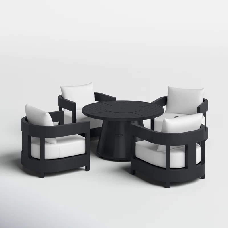 Rocha 5-Pc Fire Chat Set, White Fabric & Black Frame | Wayfair North America