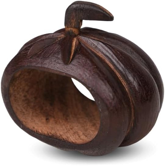 Lightnpro 6 Pack Wooden Pumpkin Design Napkin Rings for Fall and Halloween Table Decor, Rustic Pu... | Amazon (US)