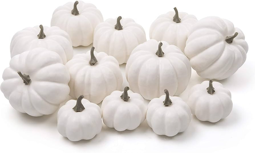 Ogrmar 12 Pack Artificial Assorted Pumpkins, Mini Fake Pumpkins | Amazon (US)