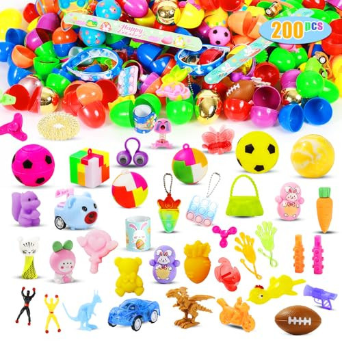 200 Pcs Prefilled Easter Eggs with Toys Inside,Easter Basket Stuffers Gifts in Surprise Eggs,Prizes Classroom Events,Gifts Bulk Fillers,Easte Party Favors | Amazon (US)