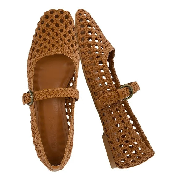 Cushionaire Weston Hand Woven Mary Jane Flats for Women, Comfortable Dressy Ballet Flats with Bra... | Walmart (US)
