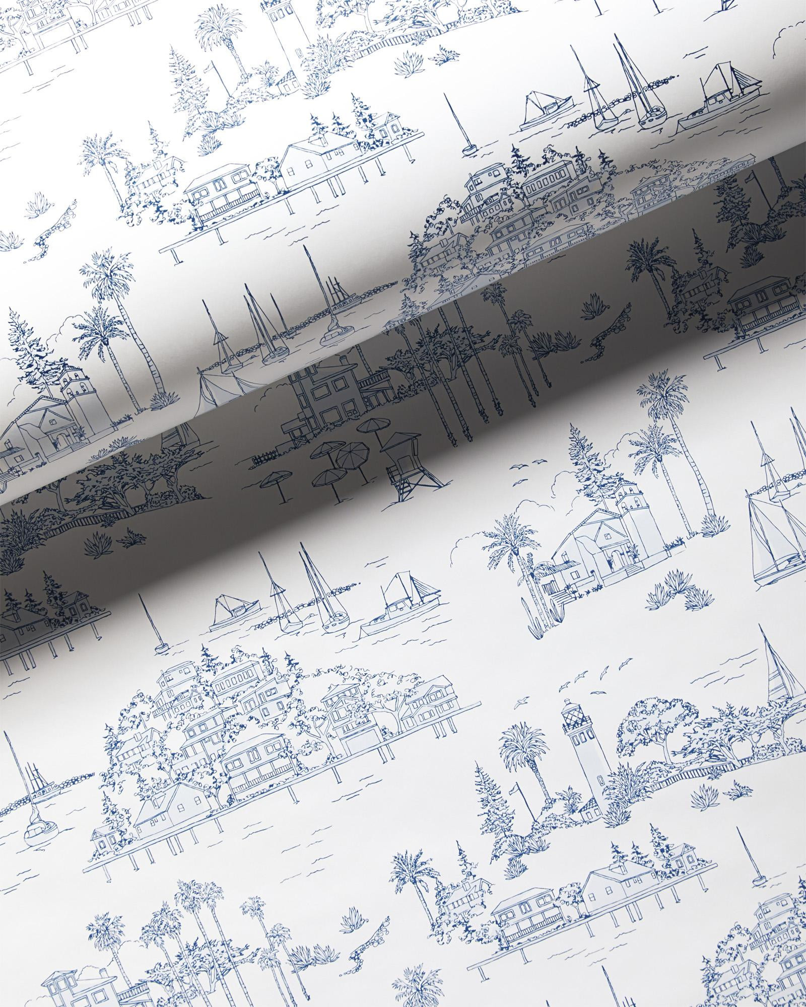 Seahaven Toile Wallpaper - French Blue | Serena and Lily