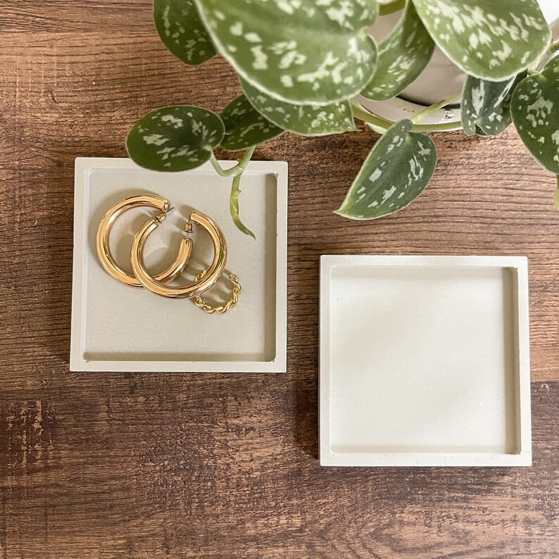 Concrete Square Coasters / Catchall tray / Jewelry Dish - Single, or Set of 2 or 4 | Etsy (US)