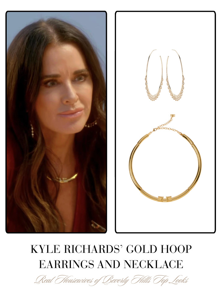 Kyle Richards' Gold Hoop Earrings and Necklace 

 