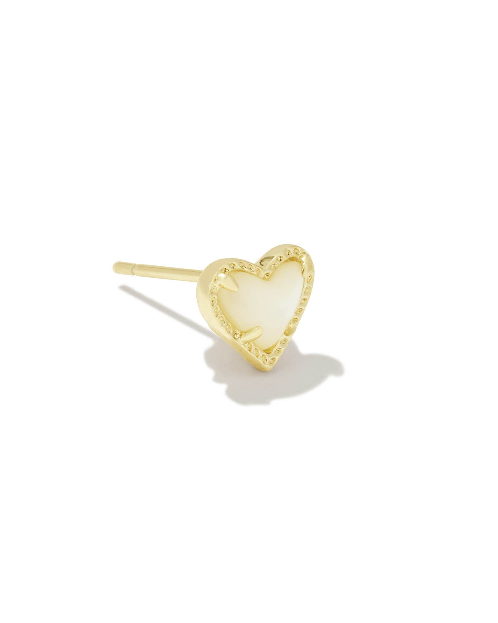 Holland Gold Heart Stud Earrings in White Crystal | Kendra Scott | Kendra Scott