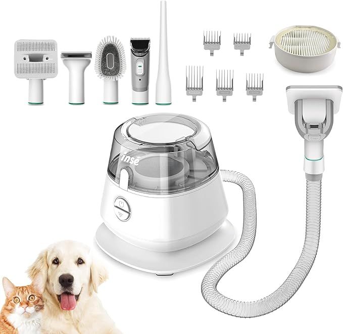 INSE Pet Grooming Kit & Dog Hair Vacuum, Dog Grooming Kit Suction 99% Pet Hair, Large Dust Cup Pe... | Amazon (US)