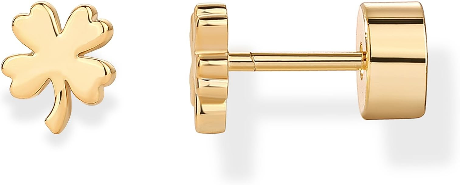 PAVOI 14K Gold Plated Dainty Flat Back Earrings for Women - Hypoallergenic Sterling Silver Posts ... | Amazon (US)
