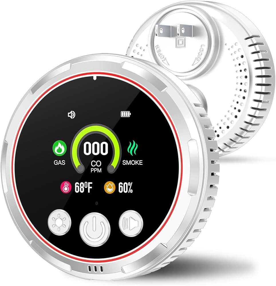 5in1 Smoke Carbon Monoxide Detector Plug in Wall, Natural Gas Leak Detectors,Portable Real-Time C... | Amazon (US)