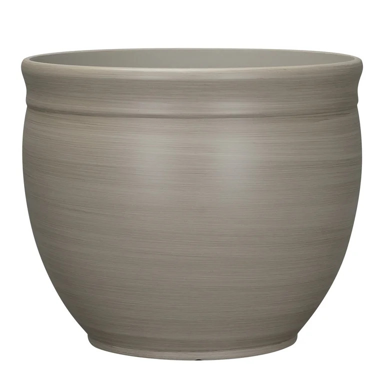 Mainstays Sienna 15.5" x 15.5" x 13" Round Birch Gray 100% Recycled Resin Planter | Walmart (US)