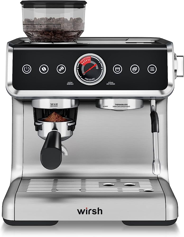 wirsh Espresso Machine with Coffee Grinder-15 Bar Bean to Cup Espresso Coffee Maker with Conical ... | Amazon (US)