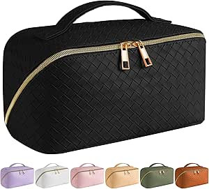 SFXULIX Large Capacity Travel Cosmetic Bag - Makeup Bag, PU Leather Waterproof Women Portable Wit... | Amazon (US)