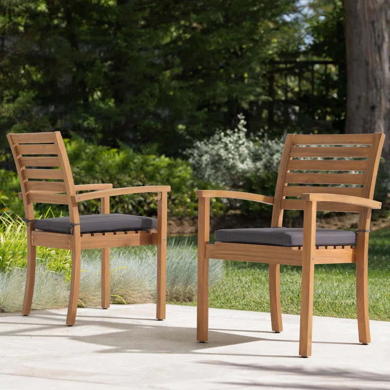 Acacia Outdoor Stackable Dining Armchair with Cushion | Wayfair North America