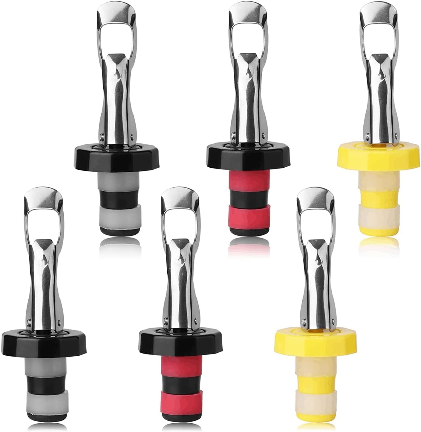6pcs Reusable Wine Stoppers, Silicone Vacuum Bottle Stopper,Expanding Manual Beverage Bottle Stop... | Amazon (US)