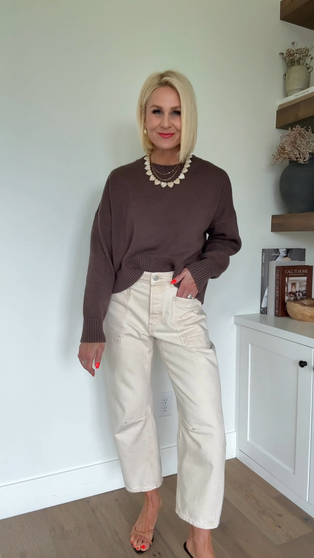 The perfect cotton knit @Quince sweater I reach for year-round + flattering ecru barrel jeans for Spring , and neutral sandals that look pretty on everyone’s feet. 
Sweater fits tts
Jeans fit big, size down
Shoes fit tts

#LTKgrwm #LTKdayinmylife #LTKootd