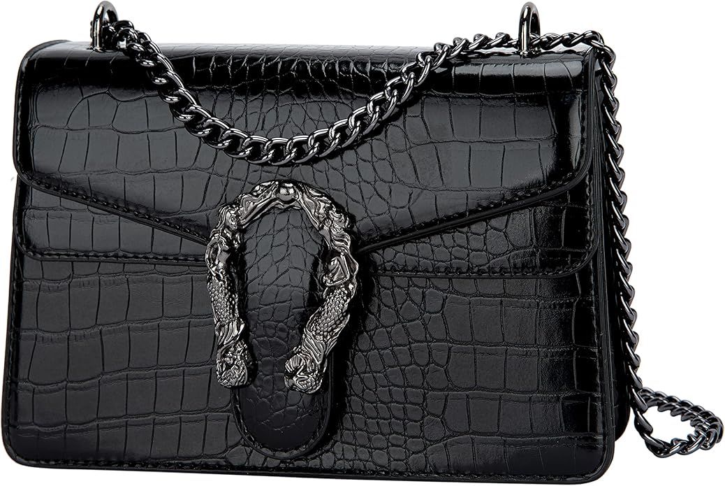 DEEPMEOW Trendy Chain Purse Shoulder Bag for Women - PU Leather Crossbody Bag Small Square Purse ... | Amazon (US)
