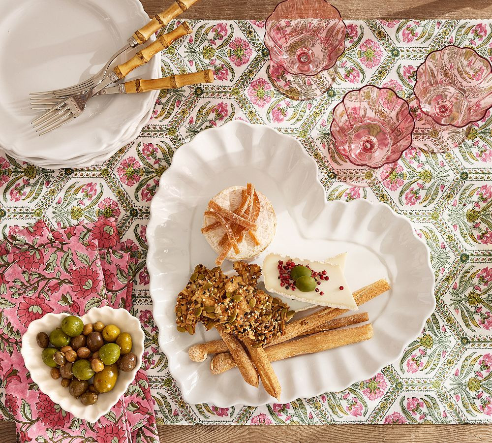 Heirloom Scalloped Heart Stoneware Serving Platter | Pottery Barn (US)