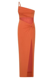 Sami Cut Out Midi Dress With Hardware - Burnt Orange | MESHKI US