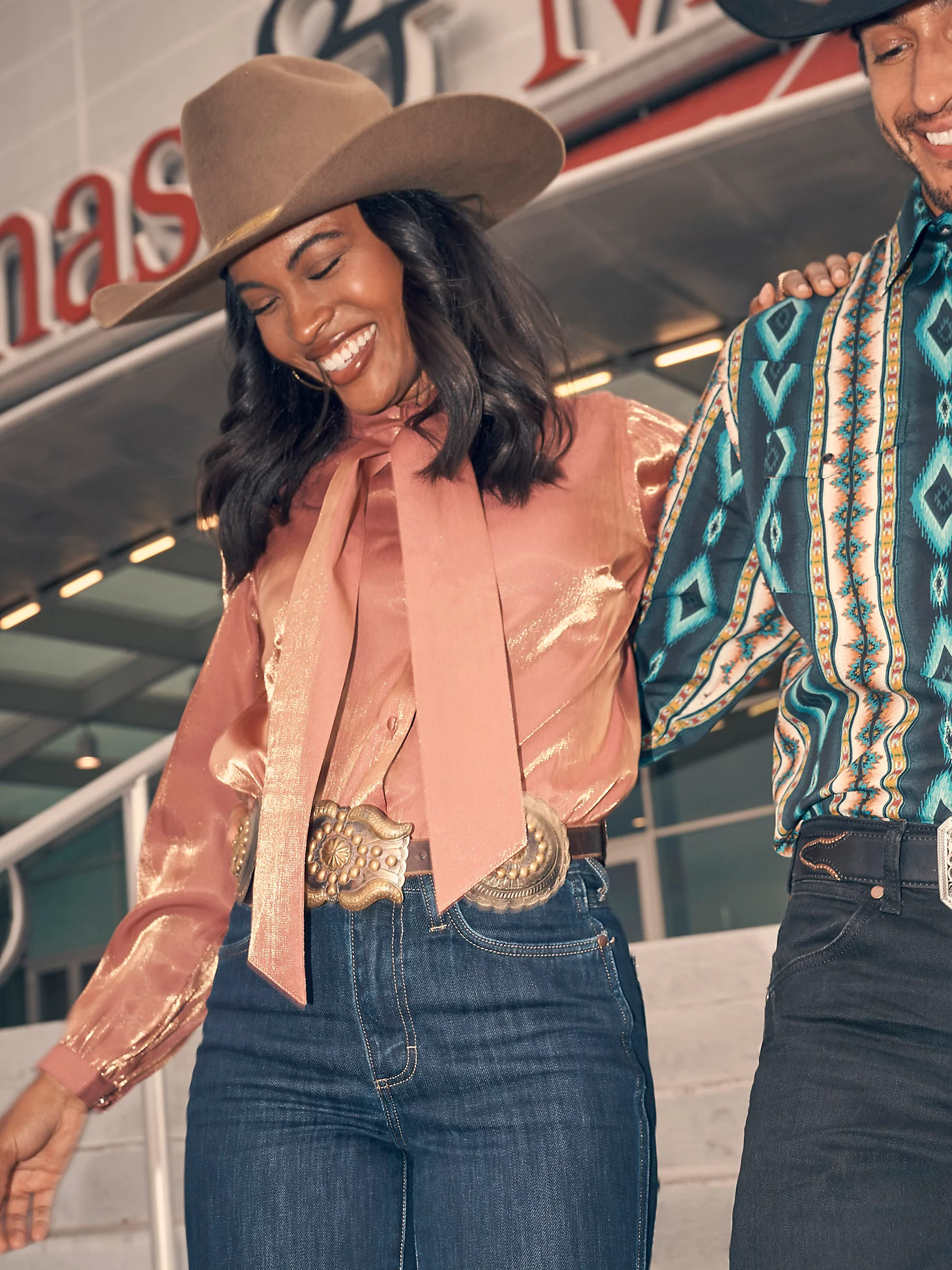 Women's Shimmer Tie Neck Blouse | Wrangler