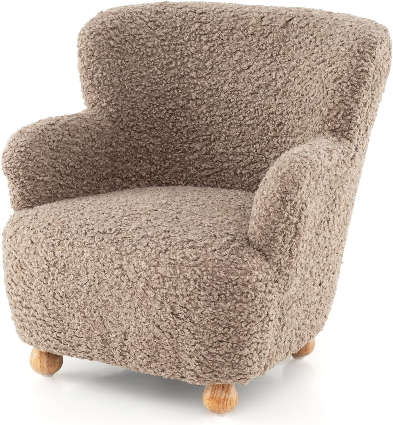 HONEY JOY Toddler Couch, Comfy Kids Chair w/Solid Wooden Frame & Sherpa Fabric, Upholstered Armchair Preschool Furniture, Baby Couch for Playroom, Kids Sofa for Girls Boys (Brown) | Amazon (US)