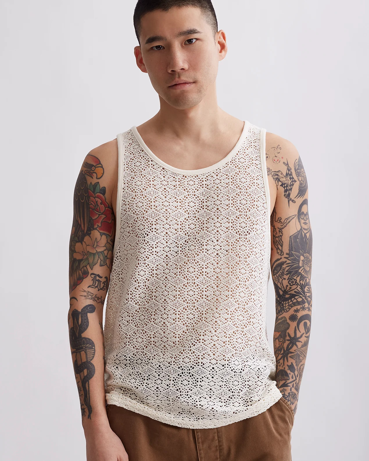 Gabriel Cotton Mesh Tank Ivory | Saturdays Surf LLC