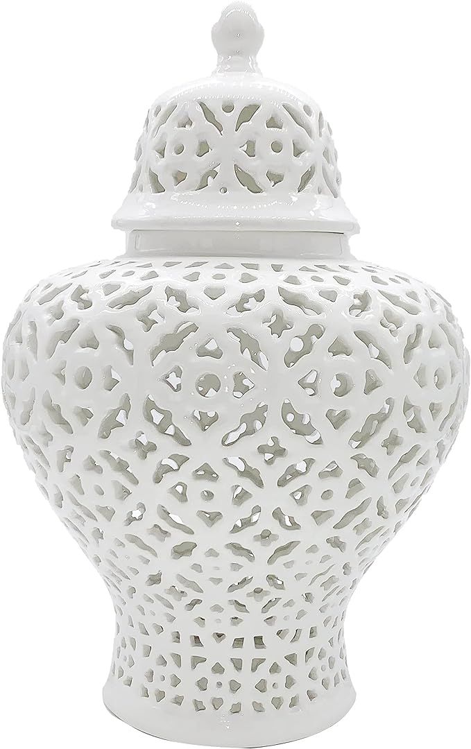 Galt International 19.5” Lattice Ginger Jar with Lid - Home Decor with Intricate Mediterranean ... | Amazon (US)