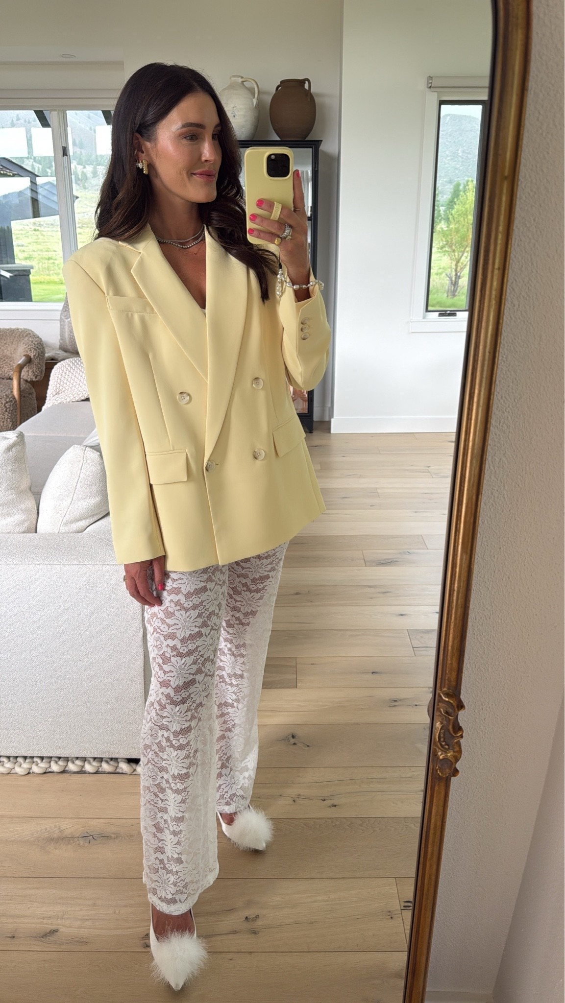 Butter yellow baby shower outfit🍼🧈 double breasted oversized blazer and lace pants (Amazon find) paired with white kitten heels!🤍 wearing smalls.

Summer date night

#LTKootd #LTKSeasonal