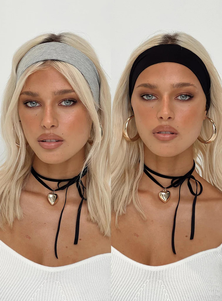 Candy Swirl Headband Set Black / Grey | Princess Polly US