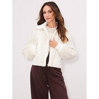 Michelle Keegan Boucle Jacket - Cream | Very (UK)