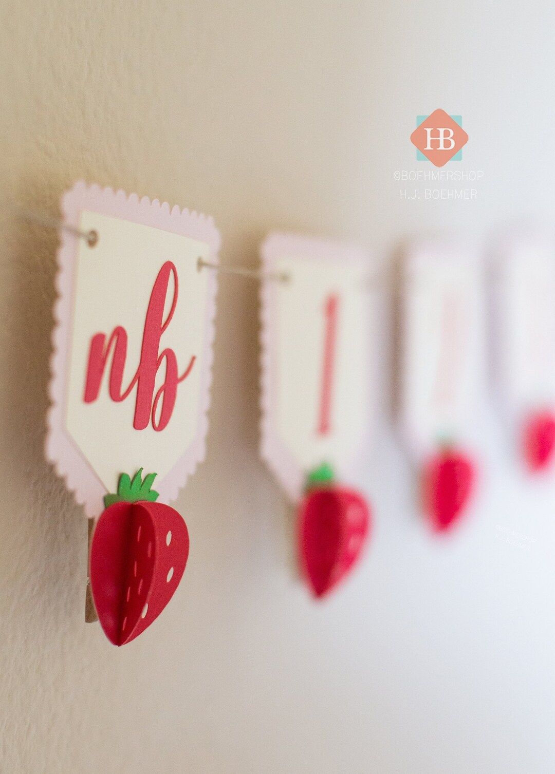 3D Strawberry First Birthday Photo Milestone Garland/Strawberry First Birthday Photo Banner/Month... | Etsy (US)