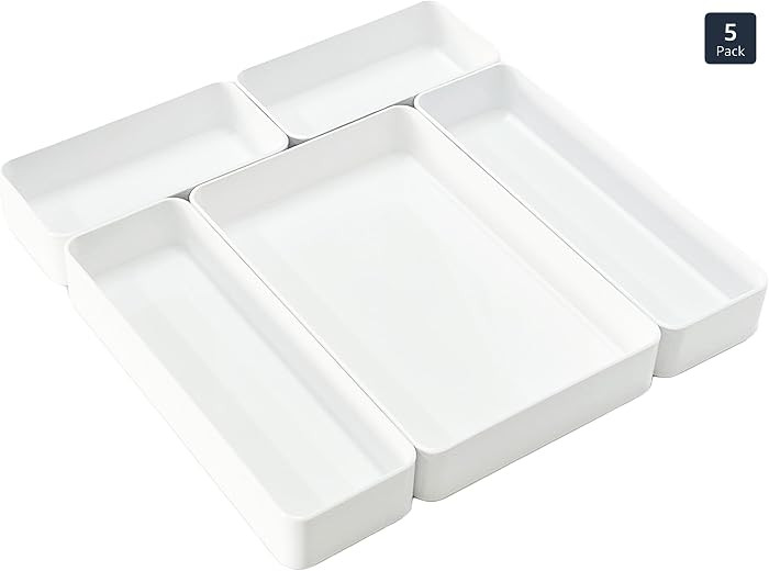 RAUVOLFIA Plastic Drawer Organizers Set, 3-Size Versatile Bathroom and Vanity Drawer Organizer Tr... | Amazon (US)