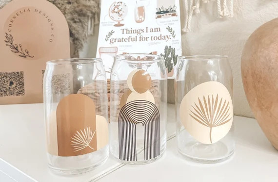 Boho Glass Can  Boho Gift  Rainbow Cup  Glass Can Glass | Etsy | Etsy (US)