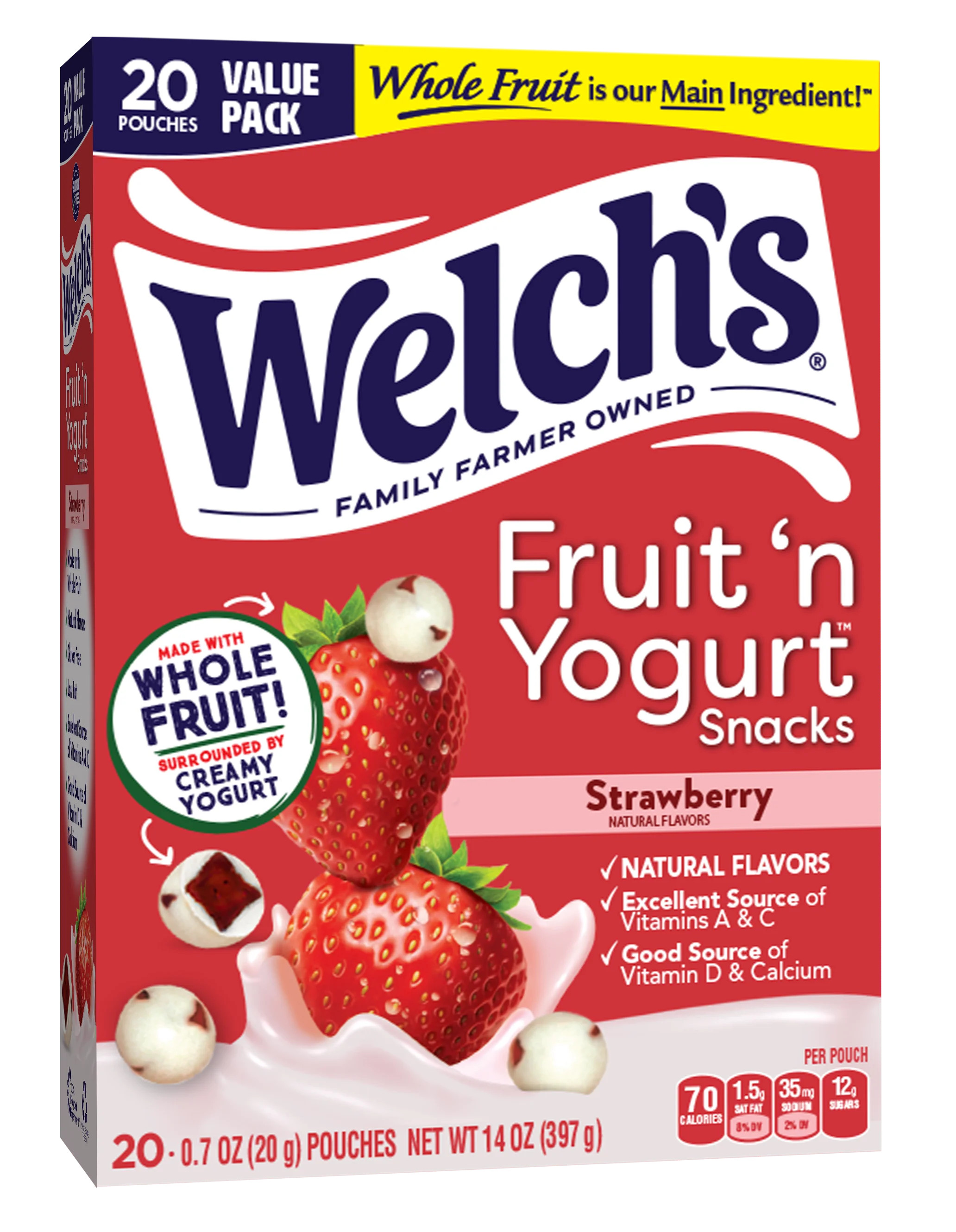 Welch's Fruit 'N Yogurt Strawberry Soft Fruit Snacks, .7 oz, 20 Count | Walmart (US)
