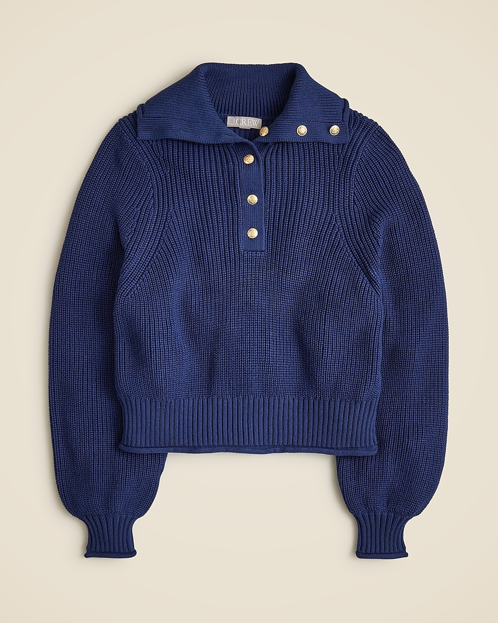 Ribbed cotton button-collar sweater | J. Crew US