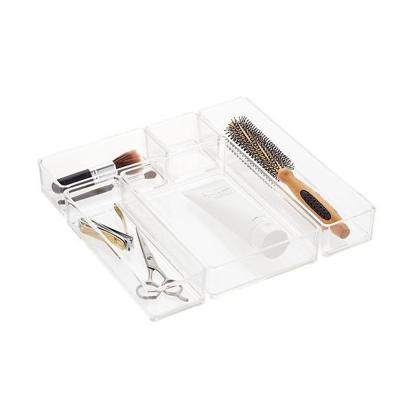 Luxe Clear Acrylic Stackable Drawer Organizers Set of 5 | The Container Store