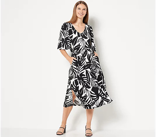 Girl With Curves Regular Knit Midi Dress with Flutter Sleeve - QVC.com | QVC
